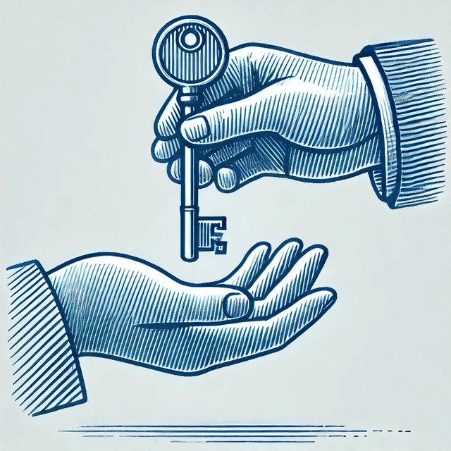 Hand holding a key, symbolizing ownership